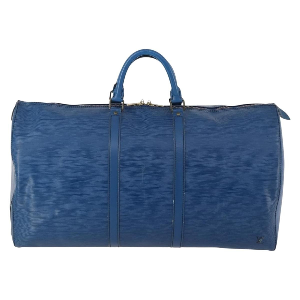 Louis Vuitton Keepall Bag Epi Leather Blue Leather Travel Bag