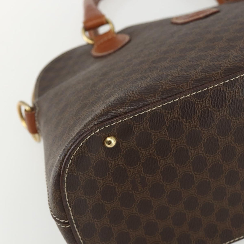 Celine Vintage Macadam Handbag Canvas And Leather Brown Canvas Handbag