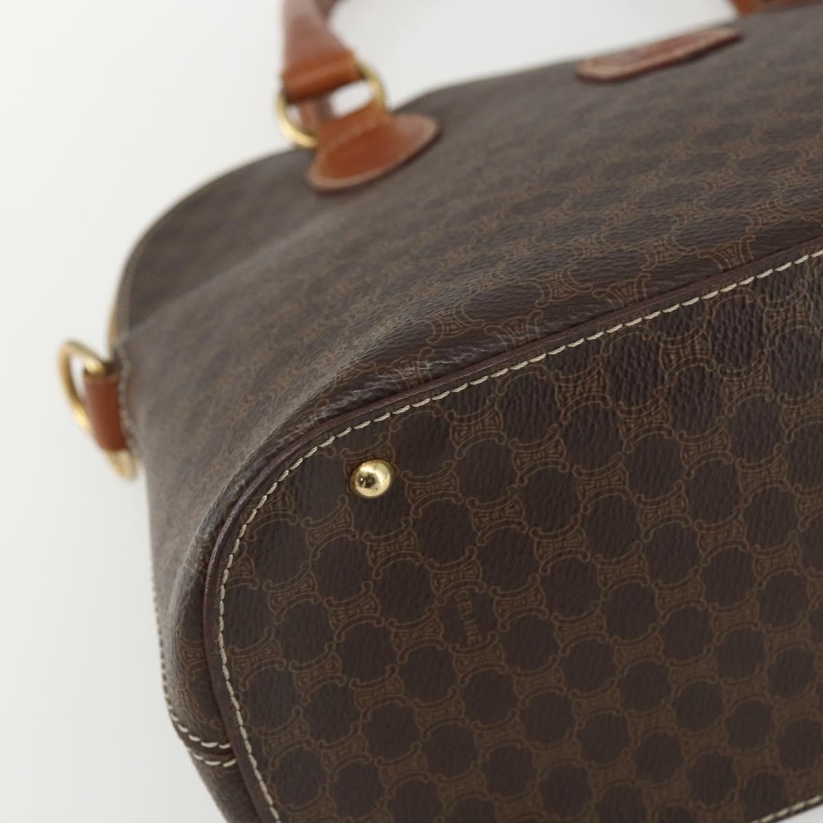Celine Vintage Macadam Handbag Canvas And Leather Brown Canvas Handbag