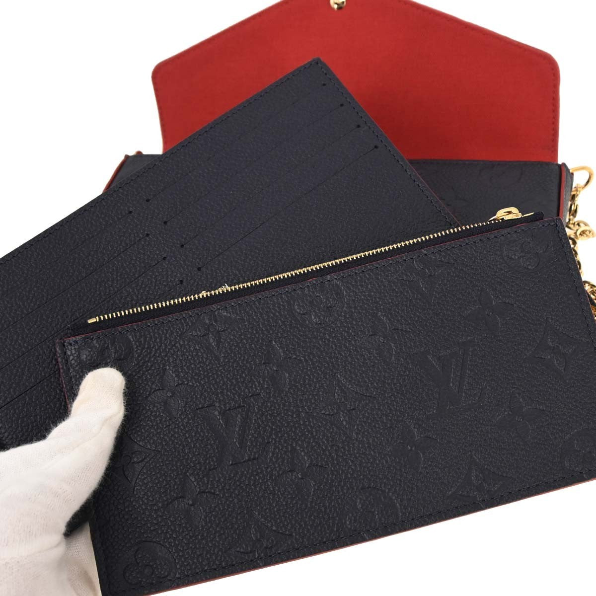 Louis Vuitton Felicie Pochette Monogram Empreinte Leather Navy Leather Clutche & Pouche Bag