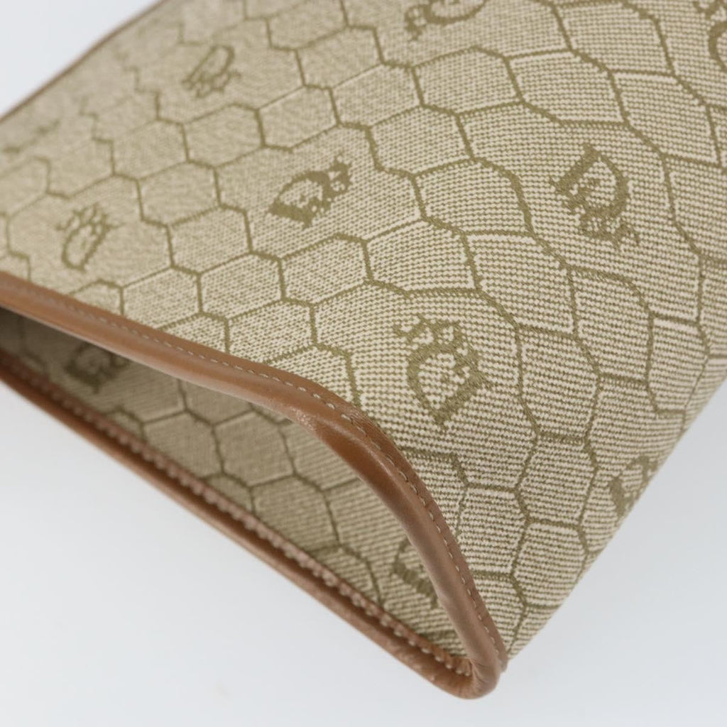 Christian Dior Vintage Honeycomb Zip Pouch Coated Canvas Beige Canvas Clutche & Pouche Bag (Pre-Owned)