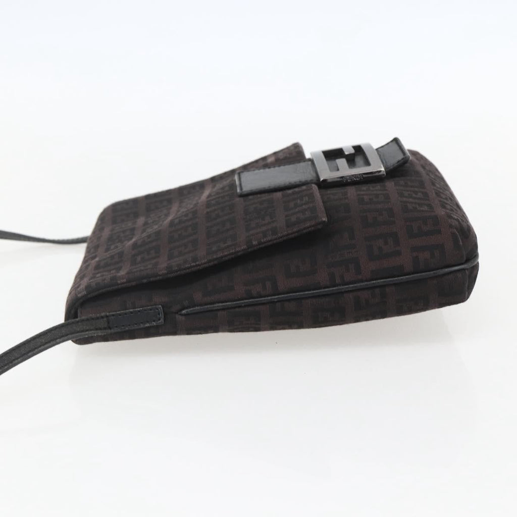 Fendi Vintage Flap Crossbody Bag Zucchino Canvas Brown Canvas Shoulder Bag Bag