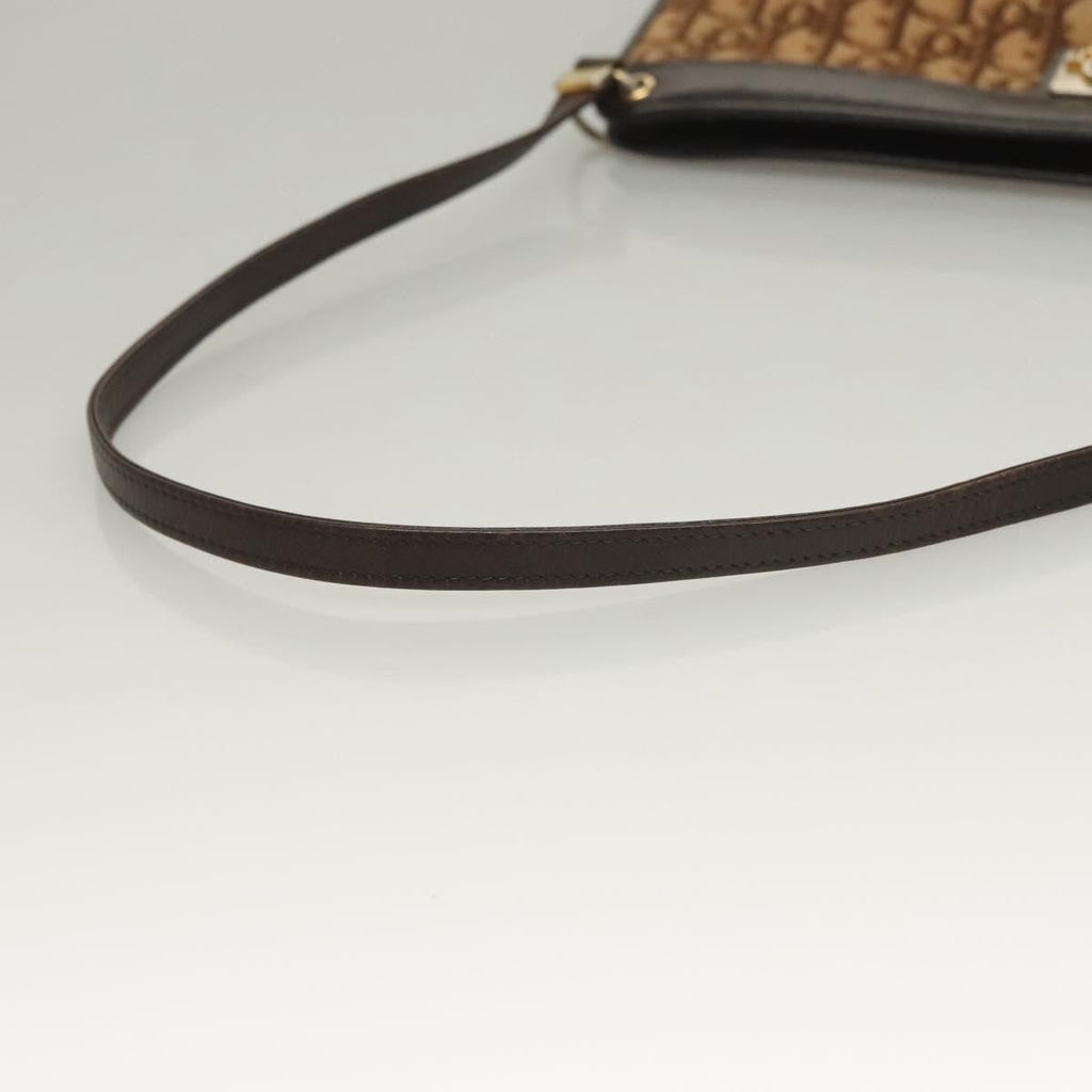 Christian Dior Vintage Trotter Shoulder Bag Canvas Brown Canvas Bag (Pre-Owned)