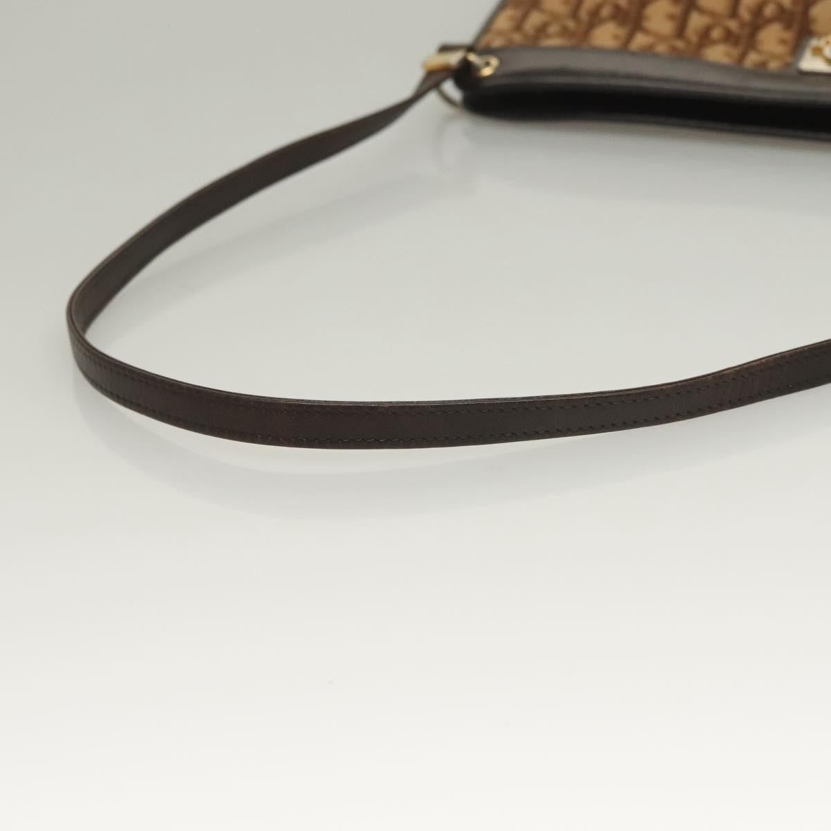 Christian Dior Vintage Trotter Shoulder Bag Canvas Brown Canvas Bag (Pre-Owned)