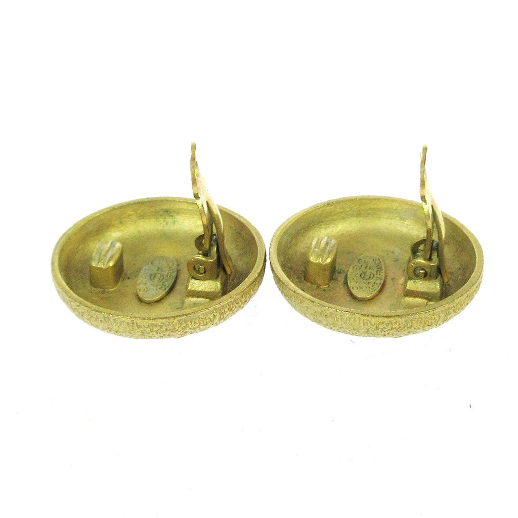 Chanel Cc Round Earrings Metal Gold Gold Earrings Jewelry