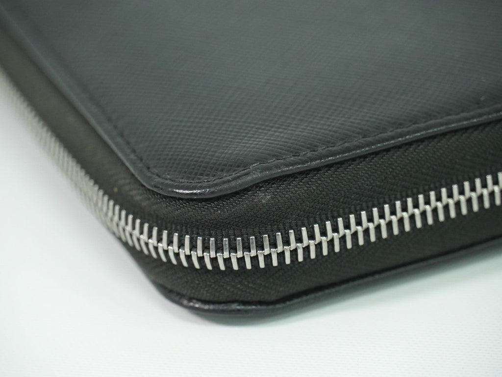 Prada Saffiano Wallet Leather Black Leather Wallets Accessory