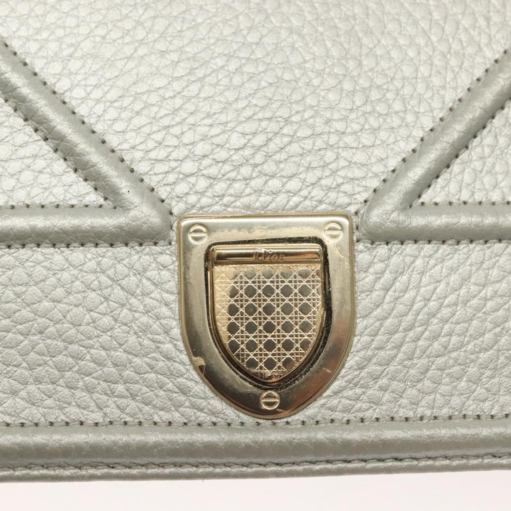 Christian Dior Diorama Wallet On Chain Leather Silver Leather Bag (Pre-Owned)