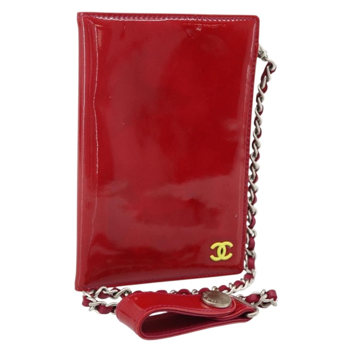 Chanel Vintage Cc Bifold Card Holder Patent Leather Red Patent_Leather Card Holders Accessory