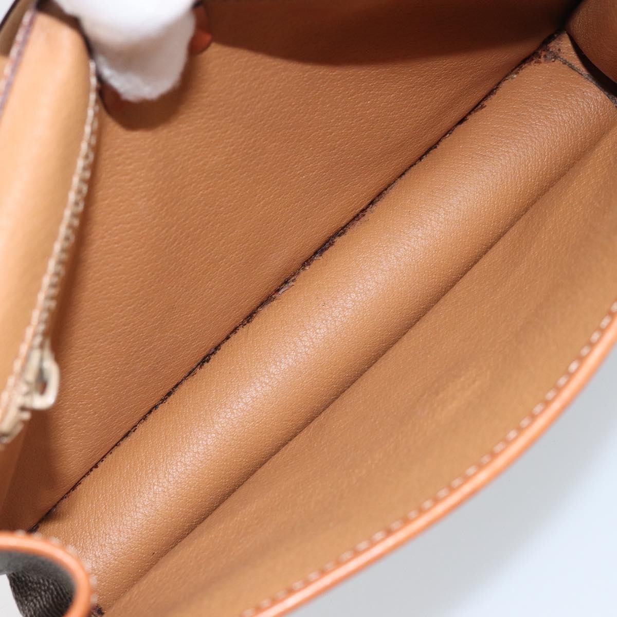Celine Vintage Macadam Circle Logo Shoulder Bag Canvas And Leather Brown Canvas Shoulder Bag Bag