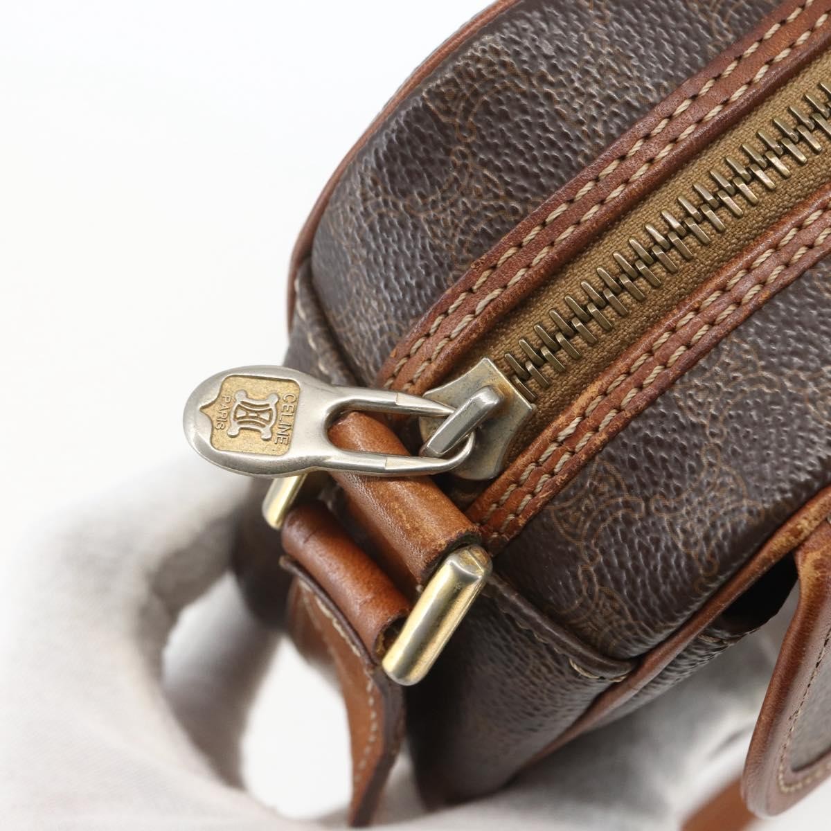 Celine Vintage Macadam Shoulder Bag Canvas And Leather Brown Canvas Shoulder Bag Bag