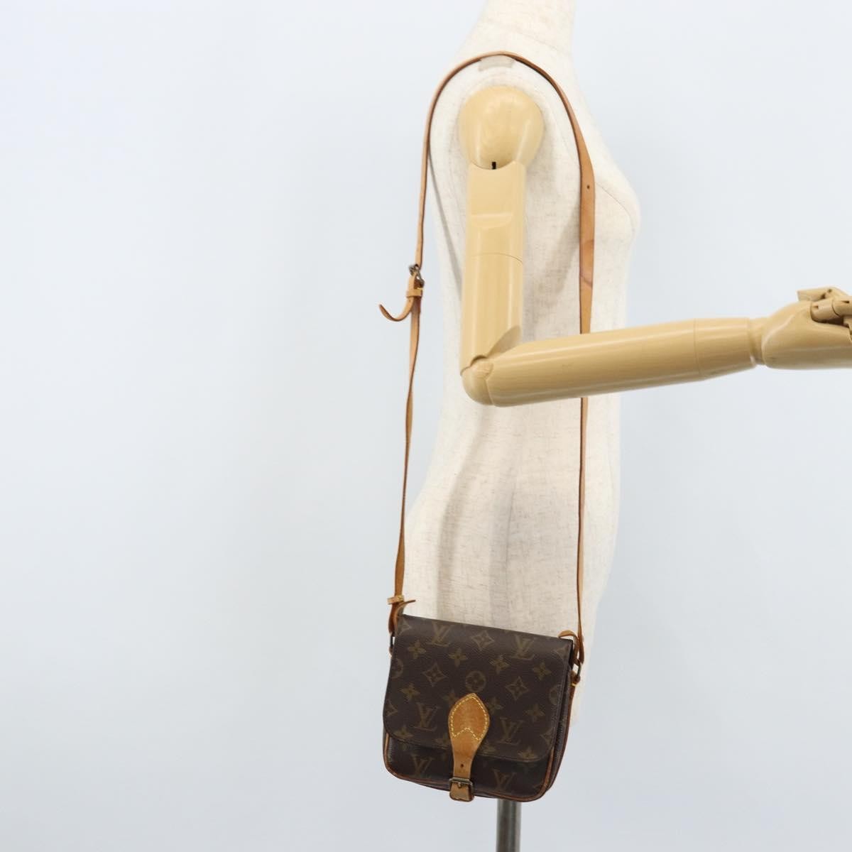 Louis Vuitton Cartouchiere Handbag Monogram Canvas Brown Canvas Shoulder Bag