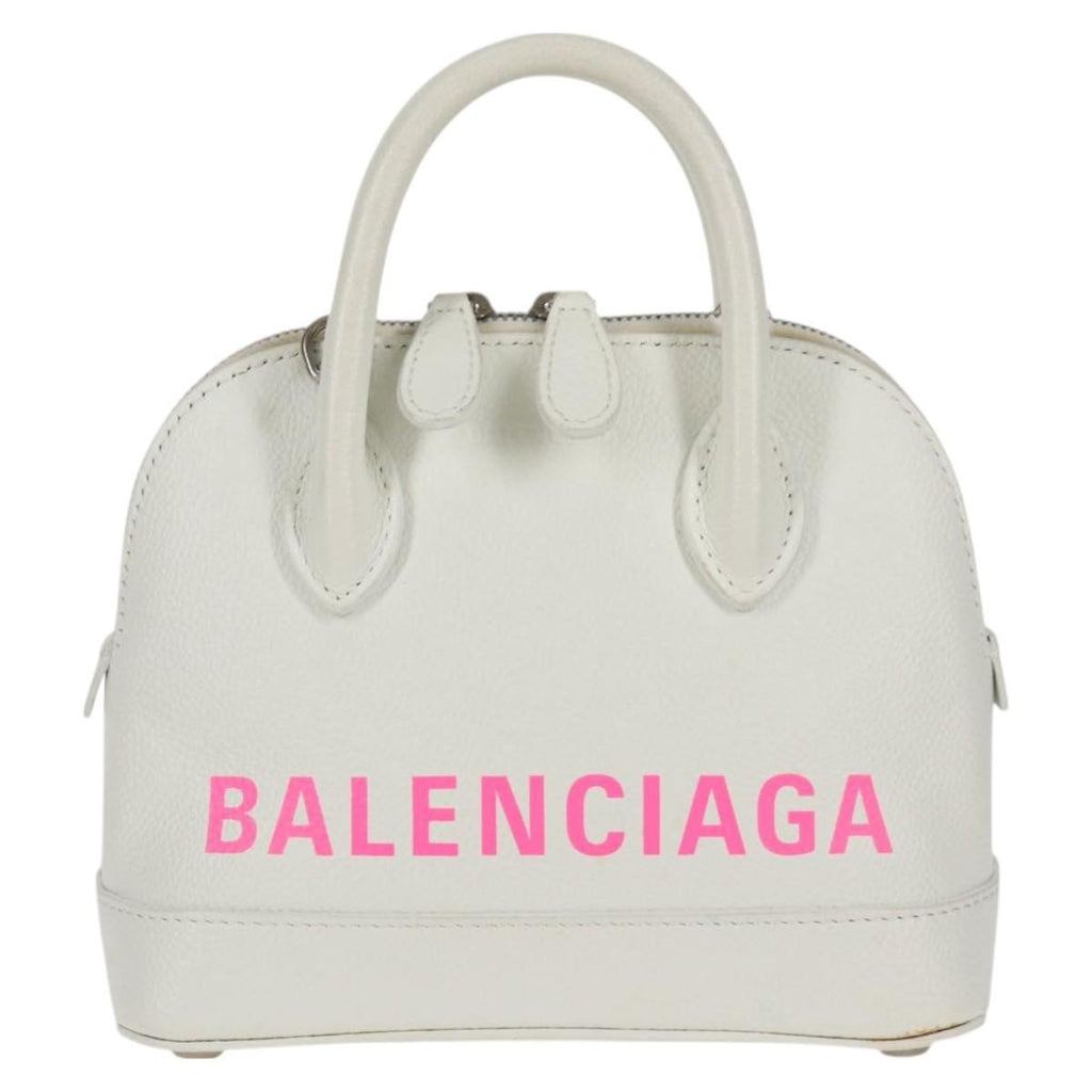 Balenciaga Logo Ville Bag Leather White Leather Hand