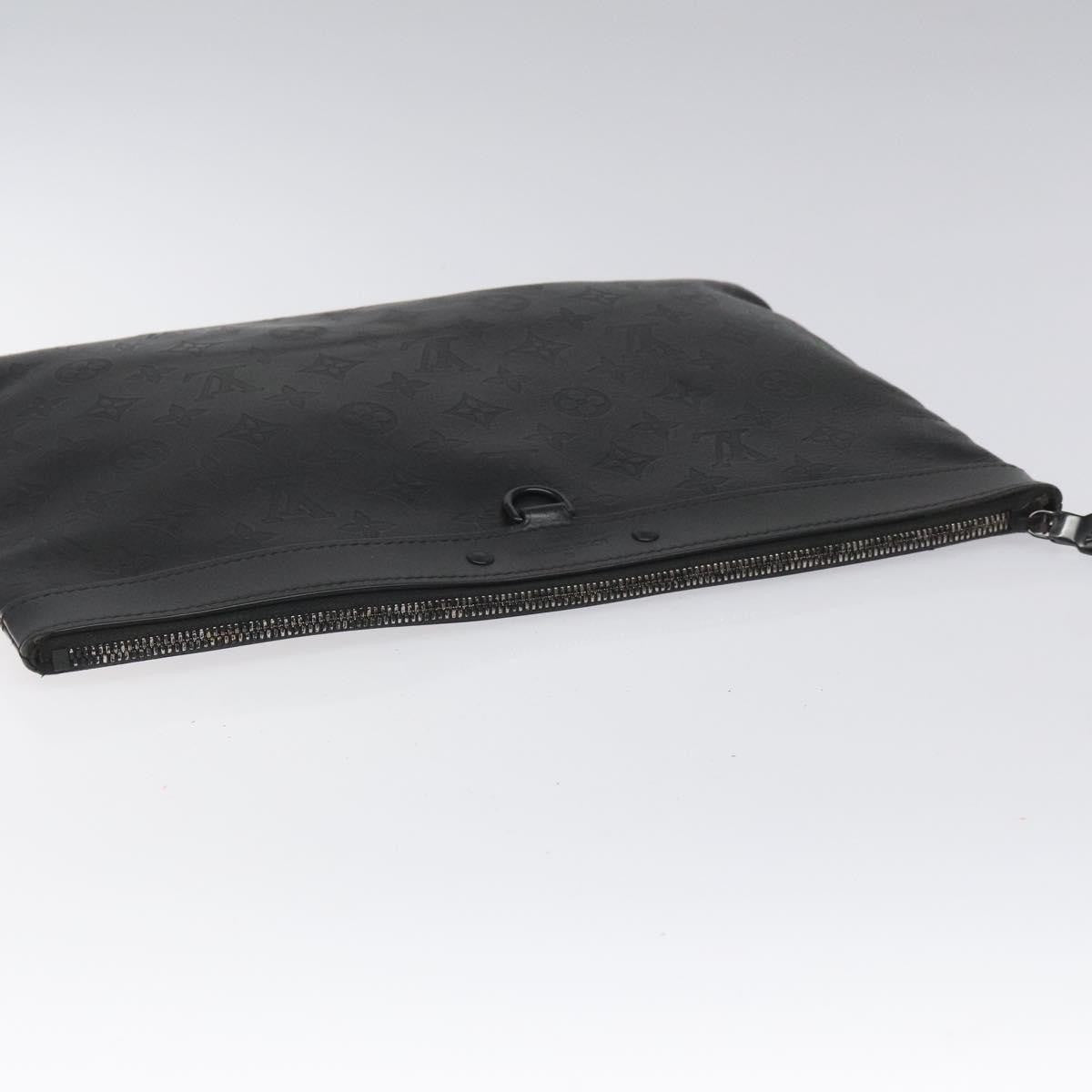 Louis Vuitton Discovery Pochette Monogram Shadow Leather Black Leather Bag