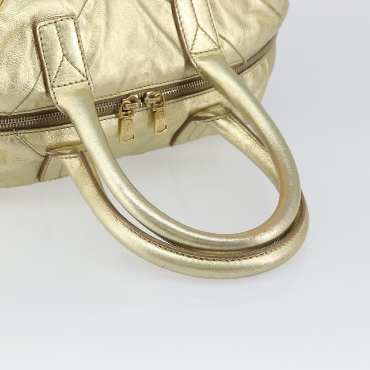 Saint Laurent Easy Y Bag Pebbled Leather Gold Leather Bag (Pre-Owned)