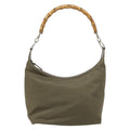 Gucci Vintage Bamboo Shoulder Bag Nylon Khaki Nylon Shoulder Bag Bag (Pre-Owned)