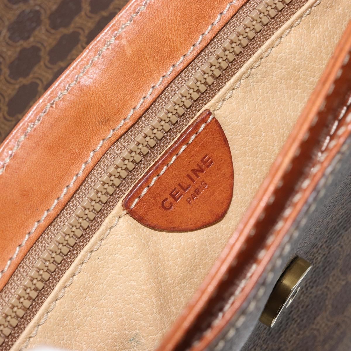 Celine Vintage Macadam Shoulder Bag Canvas And Leather Brown Canvas Shoulder Bag Bag