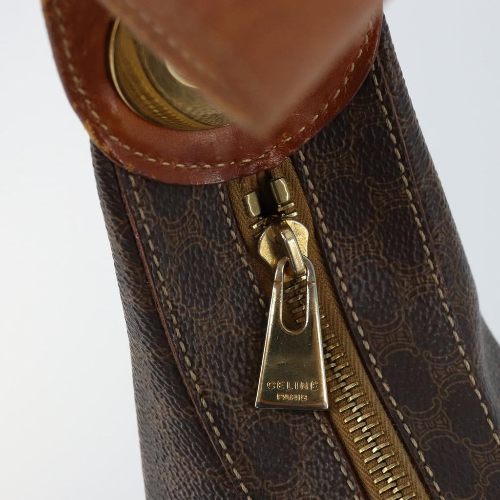 Celine Vintage Macadam Shoulder Bag Canvas And Leather Brown Canvas Shoulder Bag Bag