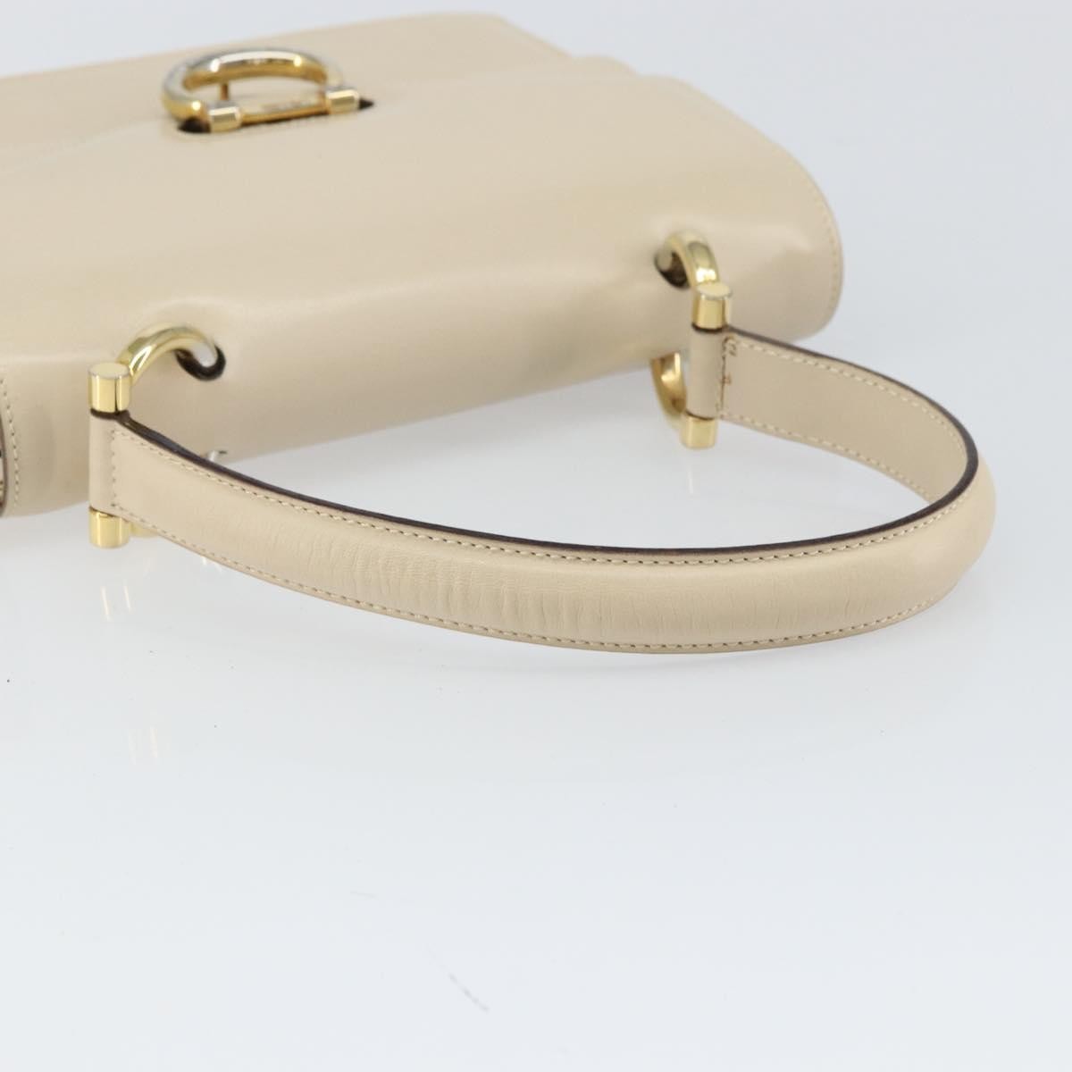 Celine Vintage Top Handle Bag Glazed Leather Ecru Leather Handbag