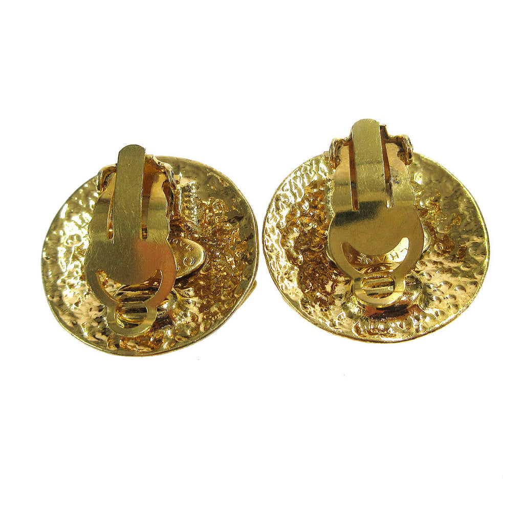 Chanel Vintage Cc Round Clip-On Earrings Metal Gold Gold_Plated Earrings Jewelry