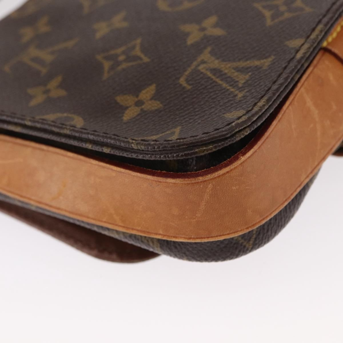 Louis Vuitton Cartouchiere Handbag Monogram Canvas Brown Canvas Shoulder Bag