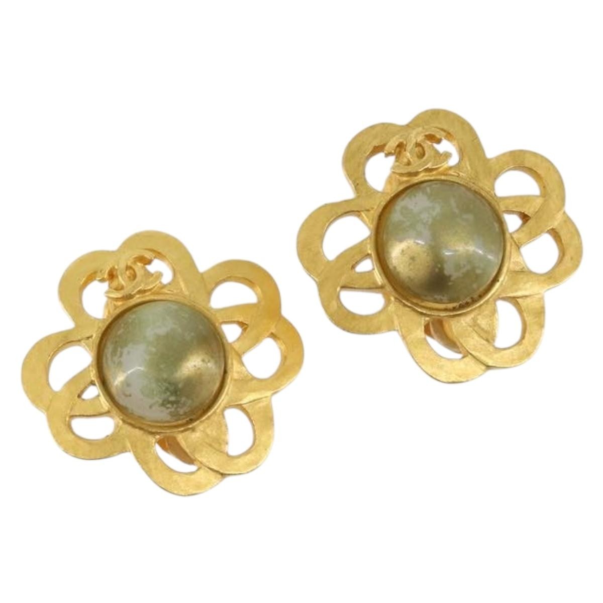 Chanel Cc Hoop Clip-On Earrings Metal Gold Metal Earrings Jewelry