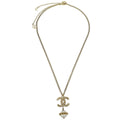 Chanel Cc Chain Necklace Metal With Faux Pearls Gold Gold_Plated Necklace Jewelry