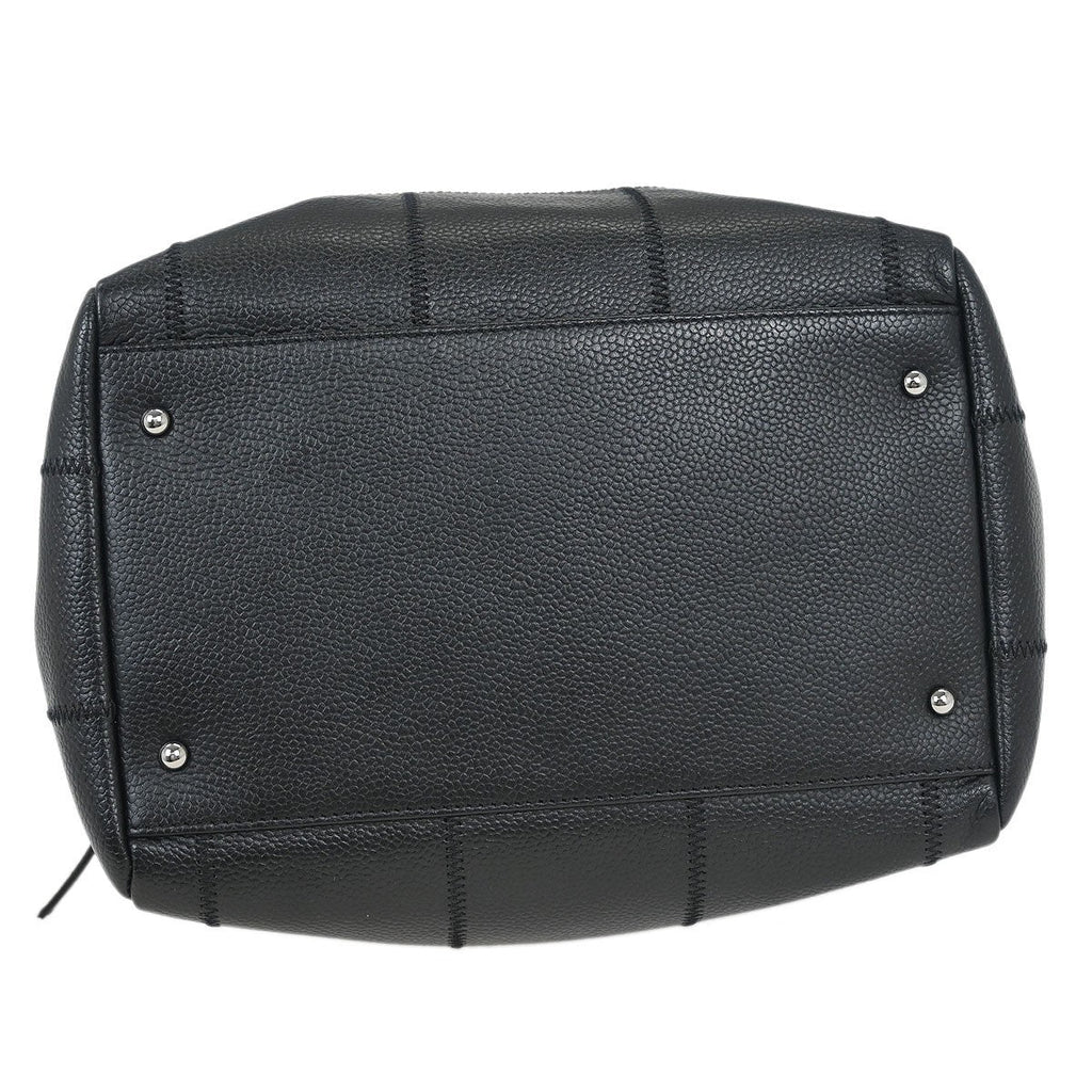 Chanel Square Stitch Bowler Bag Quilted Caviar Black Leather Shoulder Bag Bag