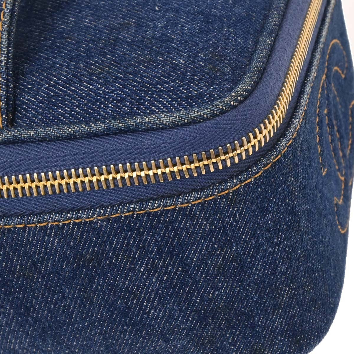 Chanel Vintage Cc Vanity Case Denim Blue Denim_Jeans Handbag