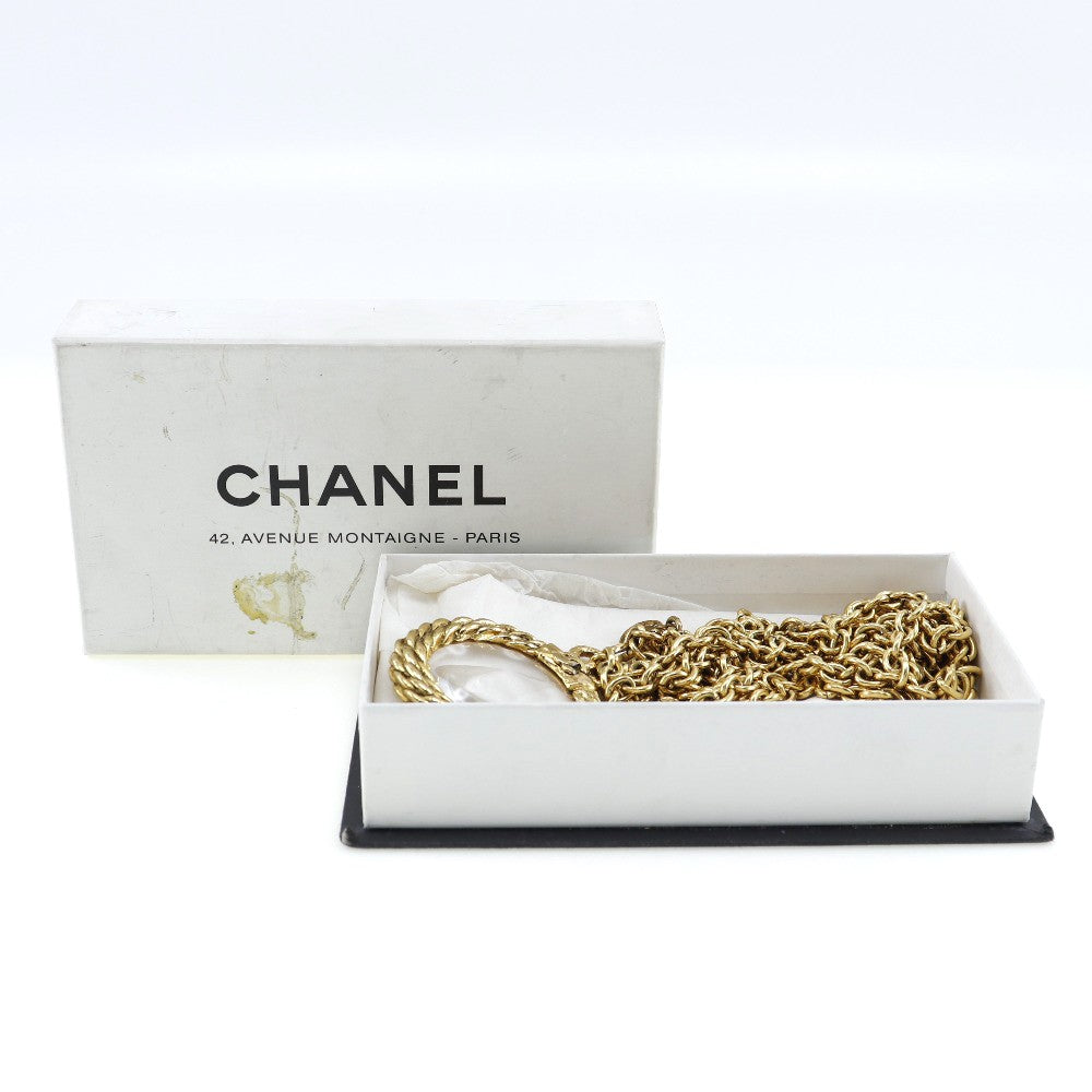 Chanel Vintage Double Cc Pendant Necklace Metal Gold Gold_Plated Jewelry