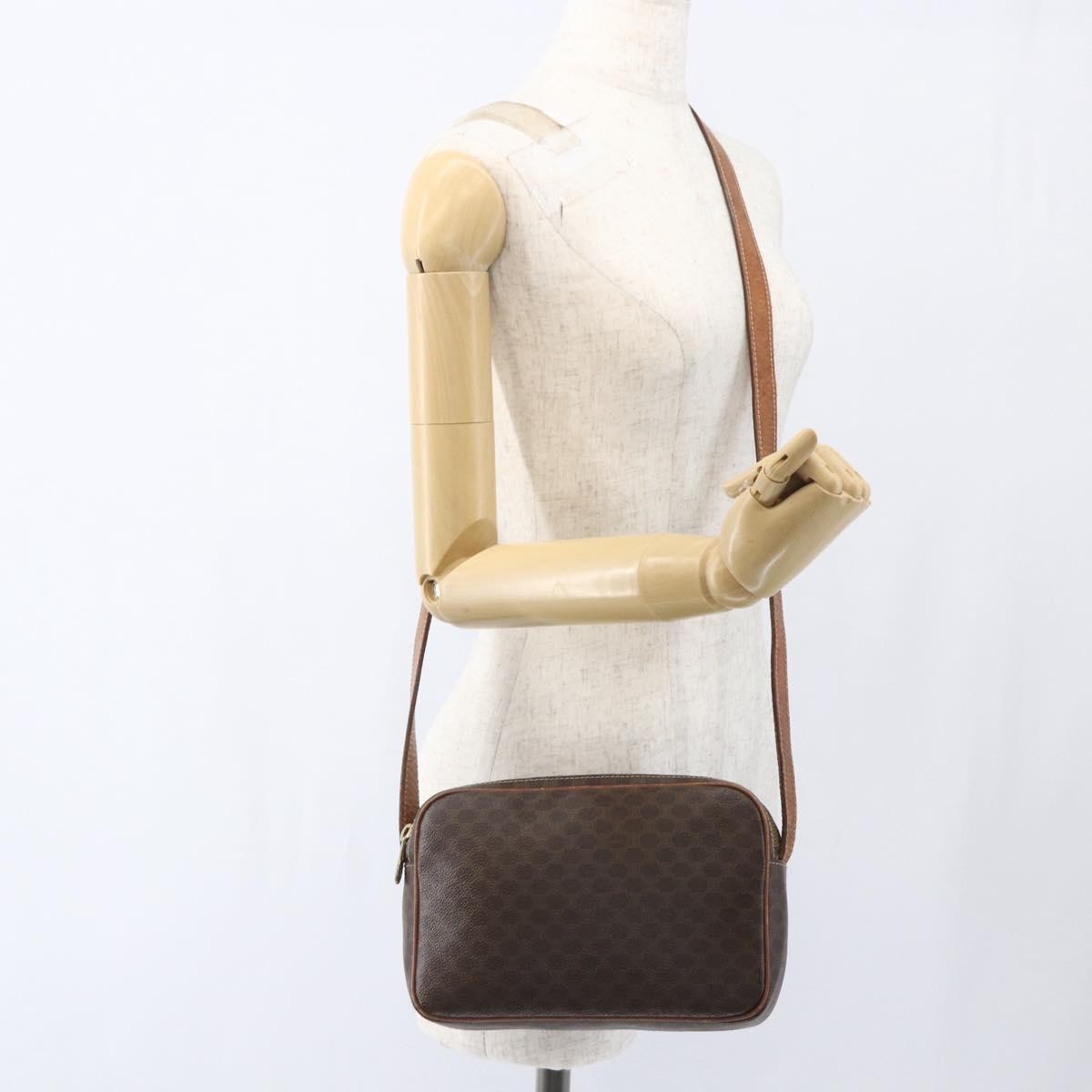 Celine Vintage Macadam Shoulder Bag Canvas Brown Canvas Shoulder Bag Bag