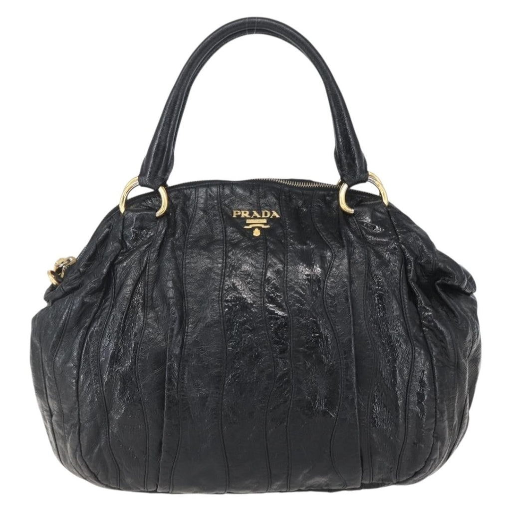 Prada Waves Hobo Leather And Tessuto Black Leather Handbag