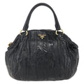 Prada Waves Hobo Leather And Tessuto Black Leather Handbag