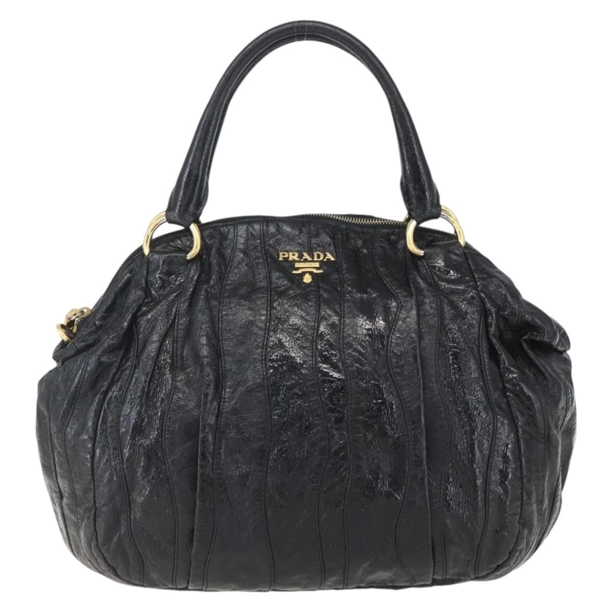 Prada Waves Hobo Leather And Tessuto Black Leather Handbag