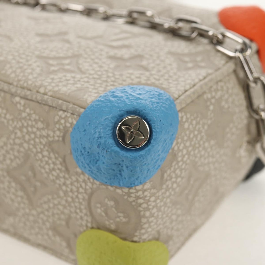 Louis Vuitton Soft Trunk Bag Monogram Taurillon Leather Gray Canvas Shoulder Bag