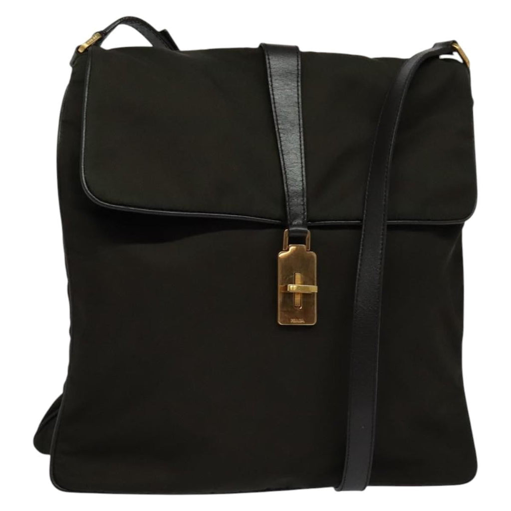 Prada Vintage Flap Messenger Bag Tessuto Khaki Nylon Shoulder Bag Bag