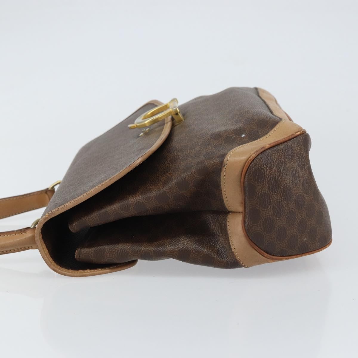 Celine Vintage Macadam Handbag Canvas Brown Pvc Handbag