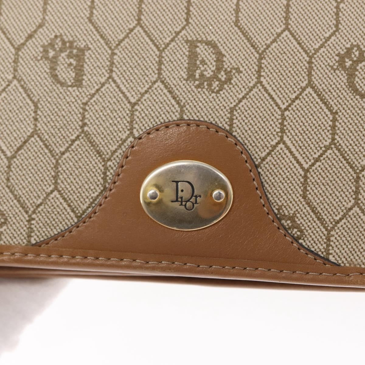 Christian Dior Vintage Honeycomb Chain Canvas Beige Canvas Shoulder Bag Bag (Pre-Owned)