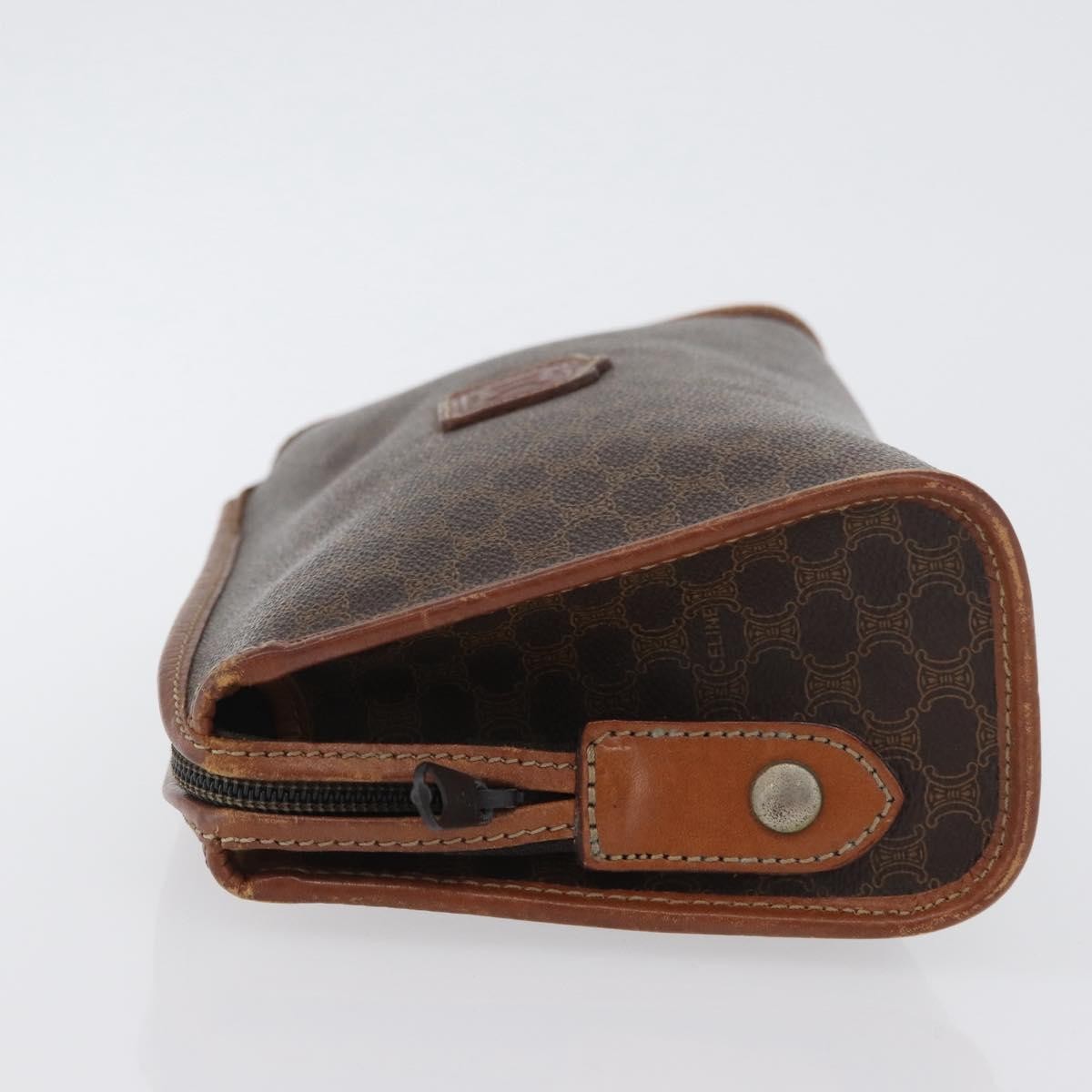 Celine Macadam Pochette Canvas And Leather Brown Canvas Clutche & Pouche Bag
