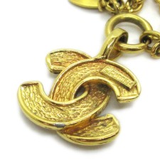 Chanel Vintage Quilted Cc Pendant Necklace Metal Gold Gold_Plated Necklace Jewelry