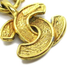 Chanel Vintage Quilted Cc Pendant Necklace Metal Gold Gold_Plated Necklace Jewelry