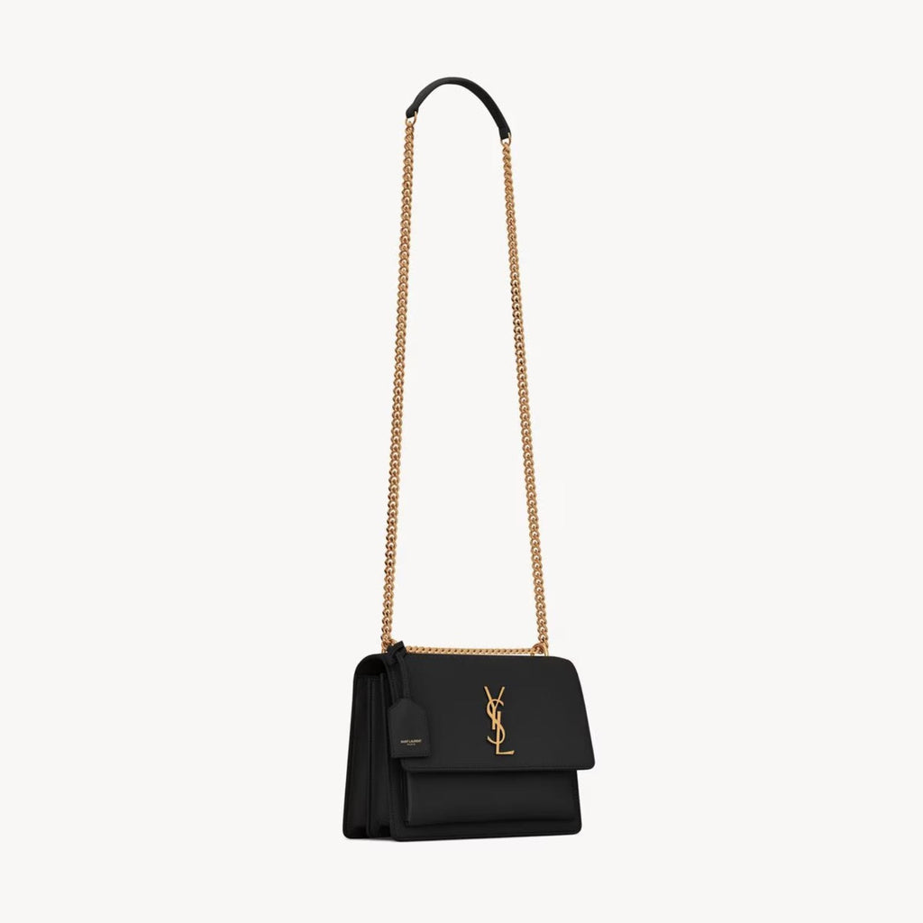 SAINT LAURENT Sunset medium chain bag in smooth leather - Gold