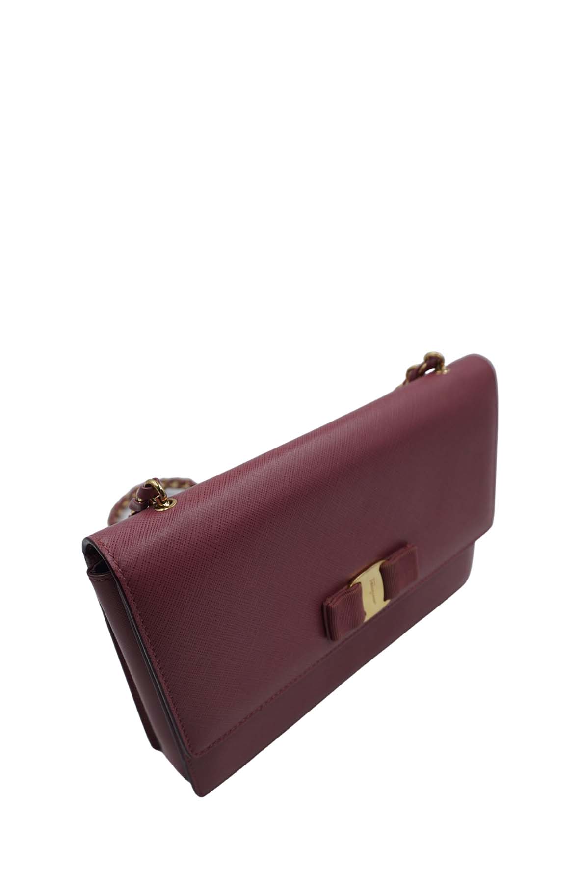 MeDiorum Ginny Vara Ribbon Safano Leather Crossbody Bag Pink