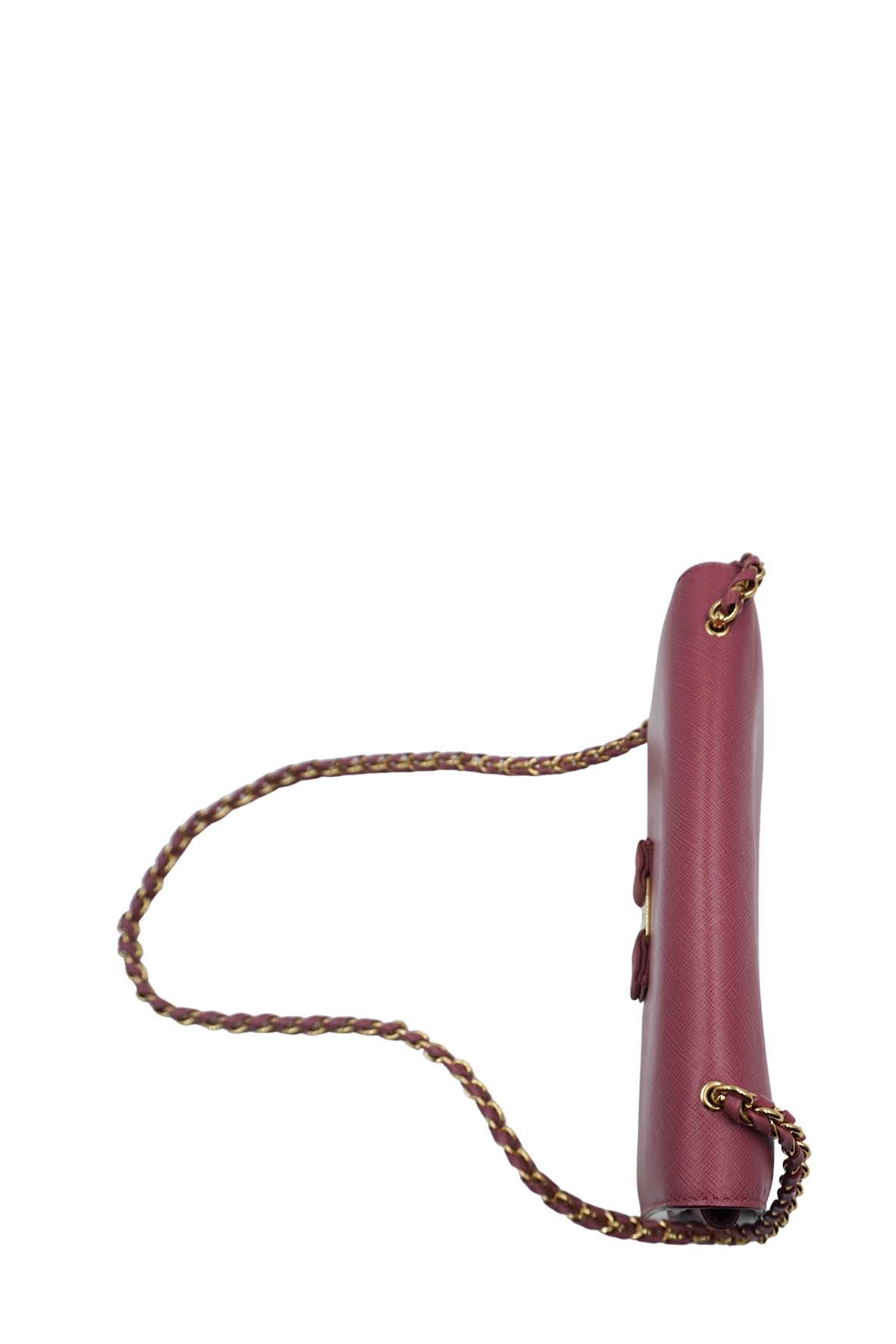 MeDiorum Ginny Vara Ribbon Safano Leather Crossbody Bag Pink