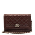 Boy WOC Clutch Burgundy Quilted Lambskin Leather