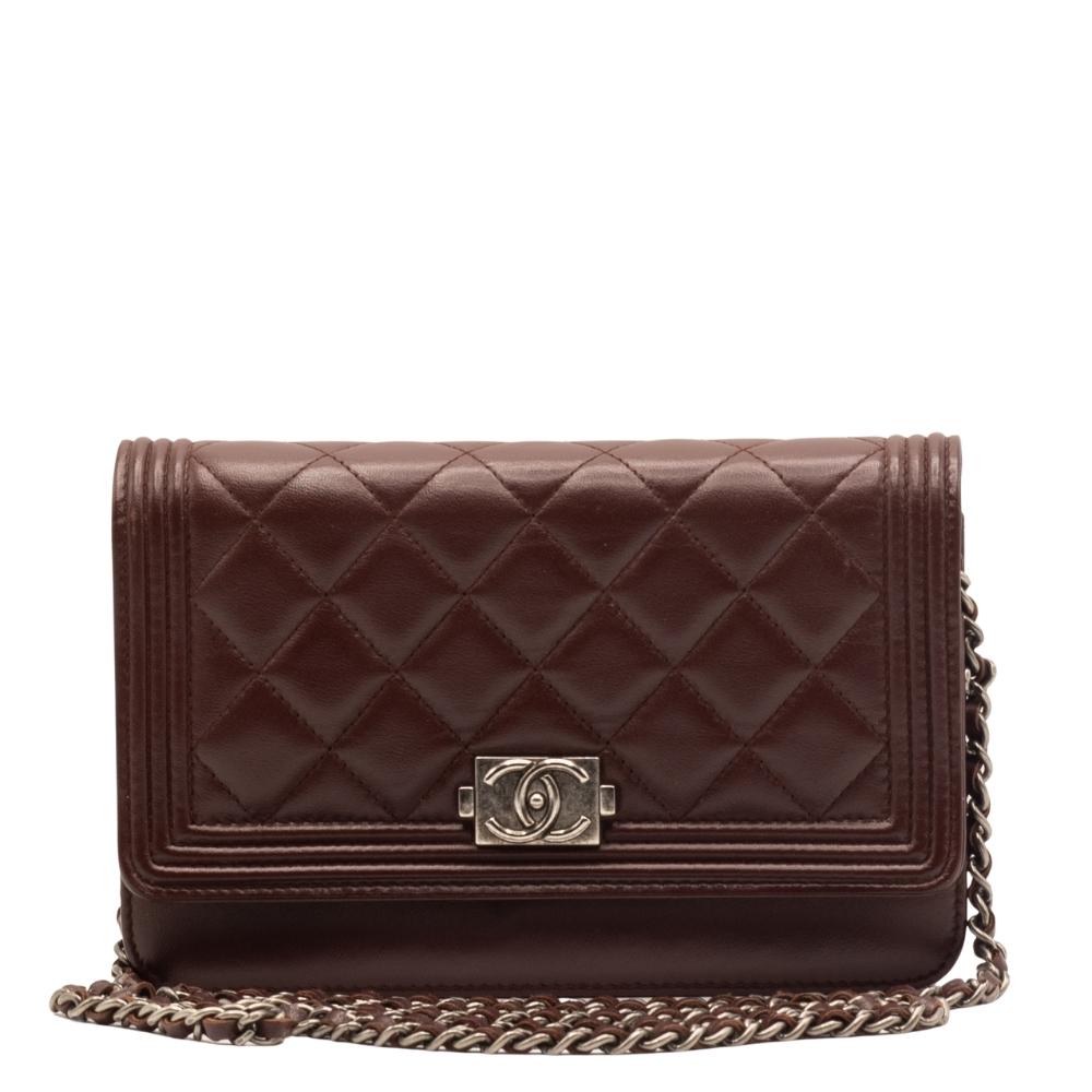 Boy WOC Clutch Burgundy Quilted Lambskin Leather