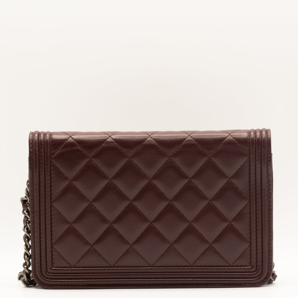 Boy WOC Clutch Burgundy Quilted Lambskin Leather