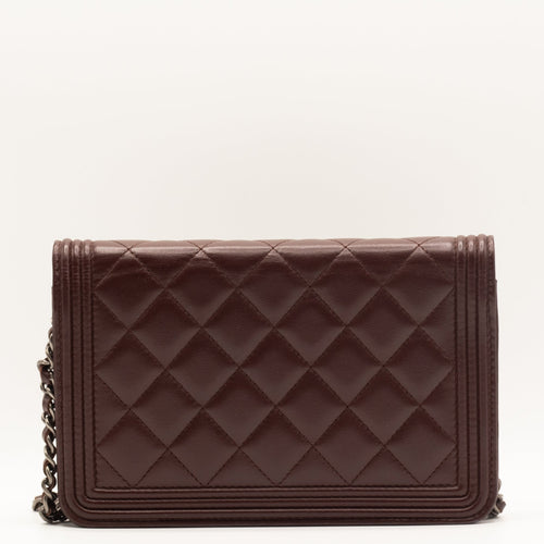 Boy WOC Clutch Burgundy Quilted Lambskin Leather