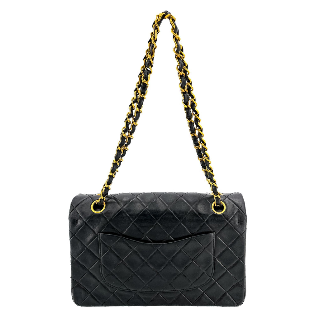 Classic Double Flap Chain Bag Black Leather Medium