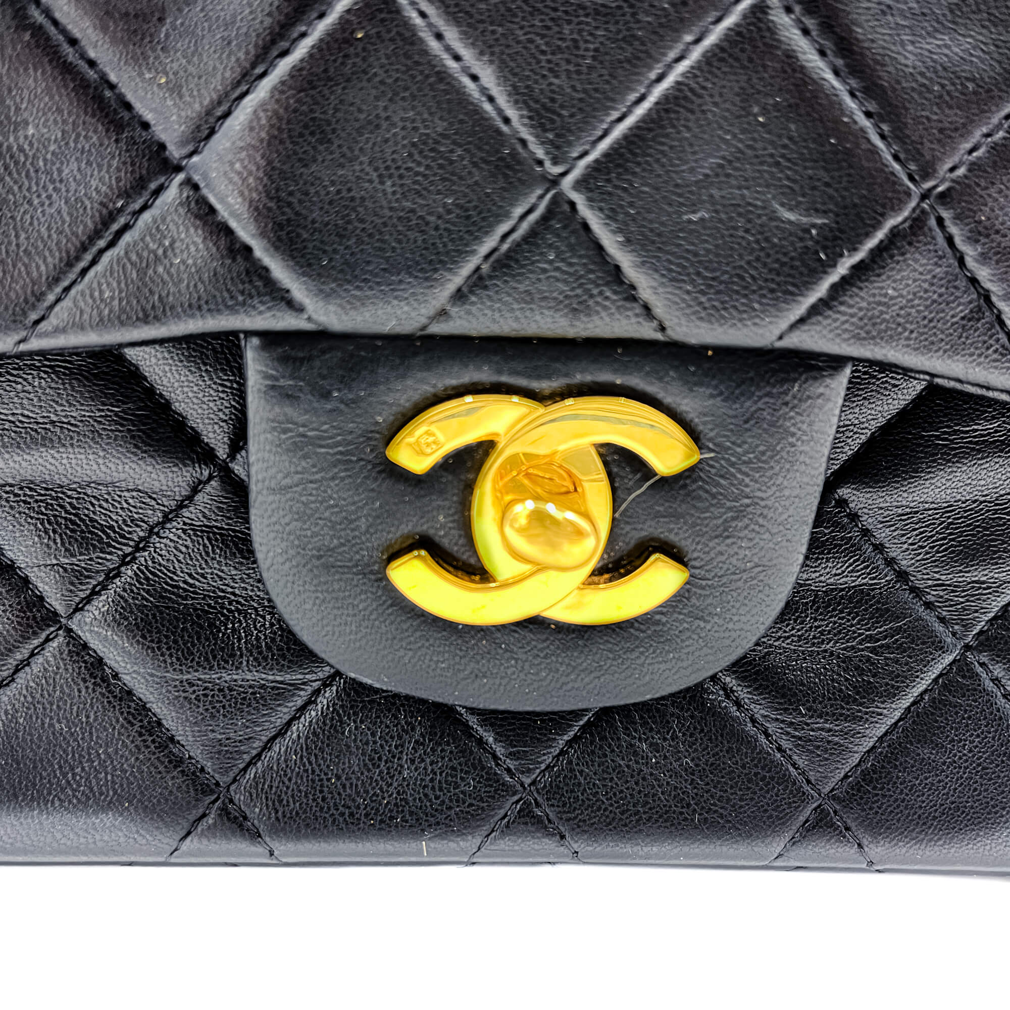 Classic Double Flap Chain Bag Black Leather Small