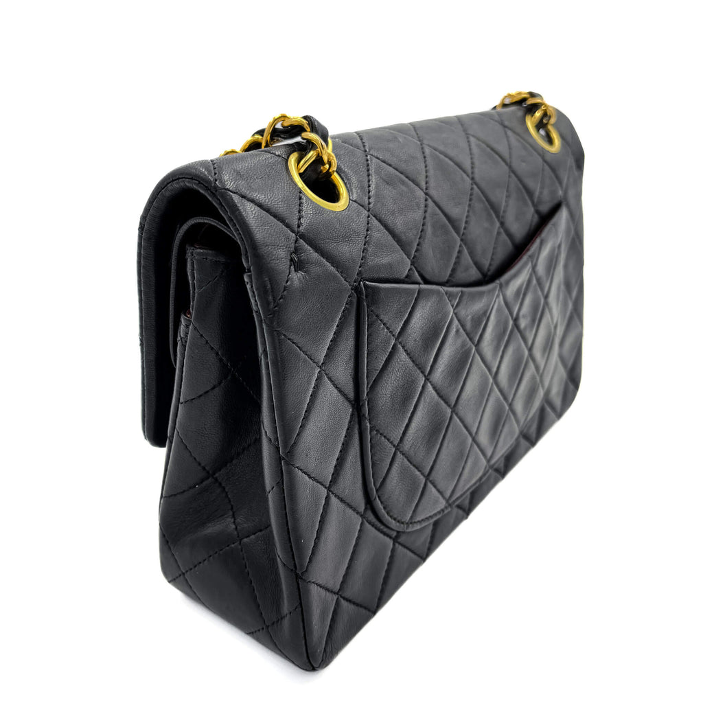 Classic Double Flap Chain Bag Black Leather Small
